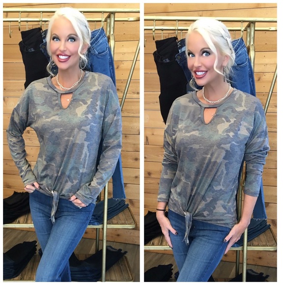 Tops - ❤️LAST 1!! Self Tie Camo Sweatshirt!